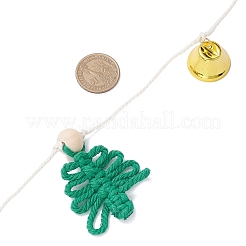 Décoration murale en corde de coton et perles de bois pour sapin de Noël avec cloche en fer&nbsp;HJEW-JM03924