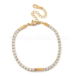 Bracelets à maillons carrés en acier inoxydable 304 avec pavé de zircones cubiques pour femmes&nbsp;BJEW-B134-04G