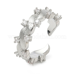 Messing Micro Pave Zirkonia Manschette offene Ringe&nbsp;RJEW-C163-10P