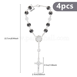 4 bracelet à breloques en alliage avec croix et Jésus&nbsp;BJEW-DC0001-09