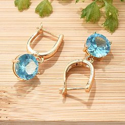 Pendientes de aro de latón con pavé de circonita cúbica redonda y plana para mujer&nbsp;EJEW-G428-22G