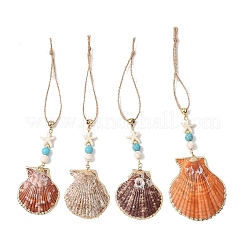 Decorazioni pendenti con conchiglie di mare galvanizzate&nbsp;HJEW-JM04567