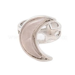Bagues réglables en quartz rose naturel lune et étoile&nbsp;G-B085-18P-06