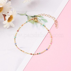 Bracelets de cheville chaîne lumachina en laiton émaillé&nbsp;AJEW-AN00397