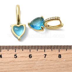 Pendientes de aro con corazón de circonita cúbica micropavé de latón&nbsp;EJEW-H171-07G