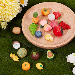 30 pièce de 10 styles de décorations miniatures de fruits en résine&nbsp;DJEW-WR0001-11