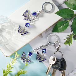 2 porte-clés pendentif papillon en alliage de strass&nbsp;KEYC-CP0001-19