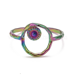 Anillos de puño abiertos de acero inoxidable 304 con revestimiento iónico de color arcoíris (IP)&nbsp;RJEW-A005-08