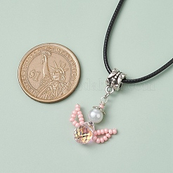 Collane con ciondolo a forma di angelo con perle di vetro e perline di vetro&nbsp;NJEW-MZ00056-04