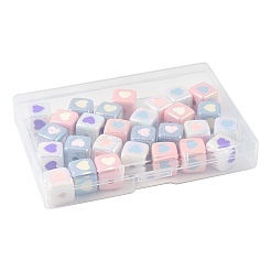 28pcs 7 Farben undurchsichtige Acryl-Emaille-Perlen&nbsp;ACRC-FS0001-03