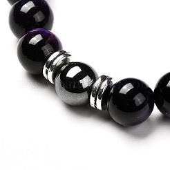 Set di bracciali elasticizzati con perline naturali occhio di tigre (tinte).&nbsp;BJEW-JB06653-04