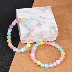 Bracelets extensibles en perles rondes de sélénite naturelle teintée pour femmes&nbsp;G-U005-02M