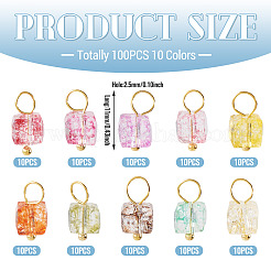 100 Stück 10-farbige transparente Crackle-Glasanhänger&nbsp;PALLOY-TAC0283