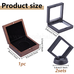 1 caja magnética rectangular de madera para monedas conmemorativas.&nbsp;CON-DC0001-26