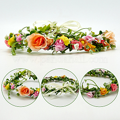 Haargummis aus Kunststoff mit Blumen&nbsp;OHAR-WH0011-66