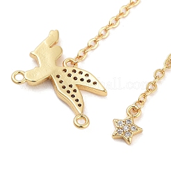 Pendenti grandi in ottone placcato a cremagliera con micro pavé di zirconi chiari&nbsp;KK-Z064-13G
