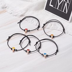 Bracelet cordon réglable perles émail acrylique crème glacée pour adolescente femmes&nbsp;BJEW-JB07046