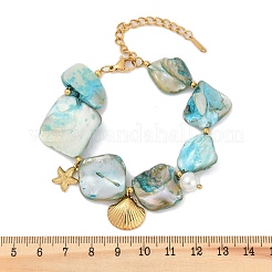 Bracelets à breloques en acier inoxydable 304 en forme de coquillage et d'étoile de mer pour femmes&nbsp;BJEW-Z105-02G
