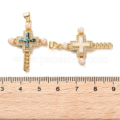 Colgantes de latón con micro pavé de circonitas cúbicas transparentes&nbsp;KK-S048-02G