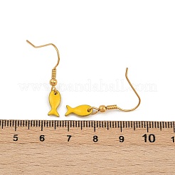Orecchini pendenti in acciaio inossidabile 304 smaltato serie oceano&nbsp;EJEW-K017-01E-G