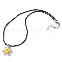 Collane con ciondolo a forma di fiore con perline di vetro e strass di vetro&nbsp;NJEW-MZ00078-02
