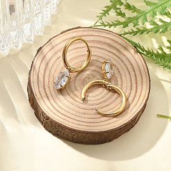 Orecchini a cerchio in acciaio inossidabile 304 con micro pavé di zirconi cubici placcati ioni (ip)&nbsp;STAS-R004-04G-02