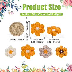 40 Stück 4 Farben Blumen Polyester Bekleidungszubehör&nbsp;DIY-FG0008-53