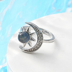 Natürliche Labradorit-Fingerringe&nbsp;RJEW-E067-04P