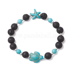 Stretch-Armbänder aus synthetischem Türkis und natürlichen Lavasteinperlen für Männer und Frauen&nbsp;BJEW-JB11824-01