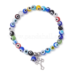 Bracciali con ciondolo in acciaio inossidabile 304 incrociati&nbsp;BJEW-JB12262-02