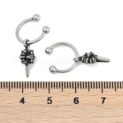 Boucles d'oreilles créoles pendantes en acier inoxydable chirurgical 316 et verre noir pour femmes&nbsp;EJEW-G416-49AS