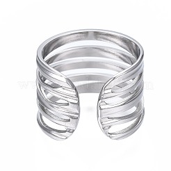 Anillo de puño abierto de múltiples hilos de acero inoxidable 304 que no se deslustra&nbsp;RJEW-T023-30P
