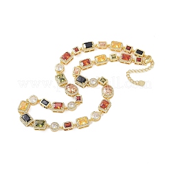 Bunte ovale und rechteckige Tassenkette aus Messing mit Zirkonia für Damen&nbsp;NJEW-M079-05G