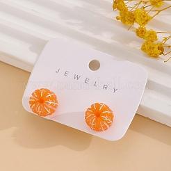 Boucles d'oreilles à clous orange en résine&nbsp;EJEW-B136-01