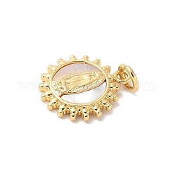 Pendenti in conchiglia bianca naturale con pavé in ottone&nbsp;KK-S522-06A-G