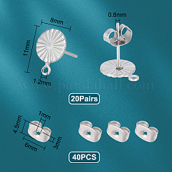 20 par de accesorios para pendientes de acero inoxidable 304&nbsp;STAS-UN0049-52