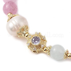Bracelets de perles en pierres précieuses naturelles teintes rondes et en perles naturelles&nbsp;BJEW-C068-02G