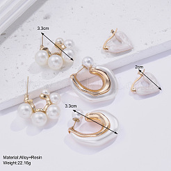 3 paire de boucles d'oreilles à tige et créoles en alliage émaillé&nbsp;FS-WGBDBEE-01