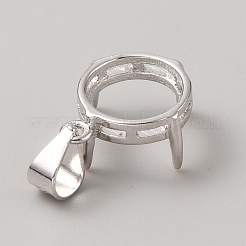 Engaste de cabujón con colgante de bisel trasero abierto de plata de ley con baño de rodio&nbsp;STER-WH0004-018C