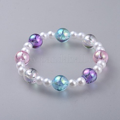 Transparente Acryl imitierte Perle Stretch Kinder Armbänder&nbsp;BJEW-JB04575