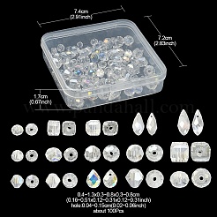 100 Stück transparente galvanisierte Glasfacettenperlen im 15-Stil&nbsp;EGLA-YW0003-03