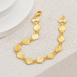 Eleganti bracciali a maglie in ottone con motivo a moneta per donna&nbsp;XU8687