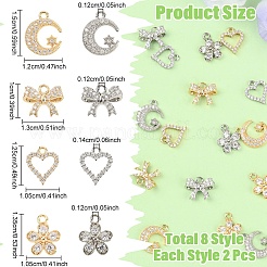 16 stücke 8 arten rack überzug messing micro pave zirkonia charms&nbsp;ZIRC-YW0001-30