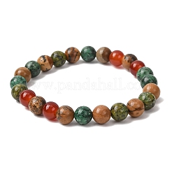 Bracelets extensibles en perles de jaspe naturel&nbsp;BJEW-P398-01D