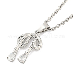 Messing Micro Pave klare Zirkonia Anhänger Halskette&nbsp;LS-NJEW-B100-04P