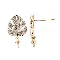 Accessoires de puces d'oreilles en laiton zircone cubique claire micro pavé&nbsp;KK-Q764-033