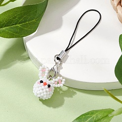 Hase Glasperlen Charms Handybänder&nbsp;HJEW-MZ00120