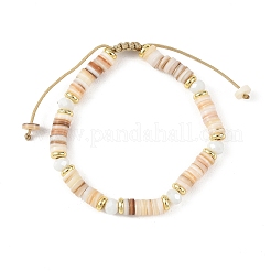 Braccialetti regolabili intrecciati in conchiglie naturali e perline di vetro&nbsp;BJEW-JB14010-02