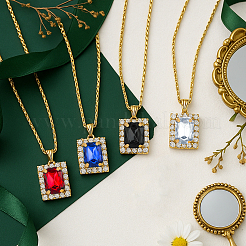 4 Farben Rechteck Strass Schmuckset&nbsp;SJEW-HY0001-12