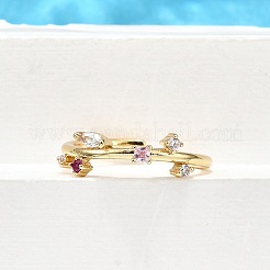 Anelli per polsini da donna in ottone con micro pavé di zirconi cubici&nbsp;RJEW-H247-09G